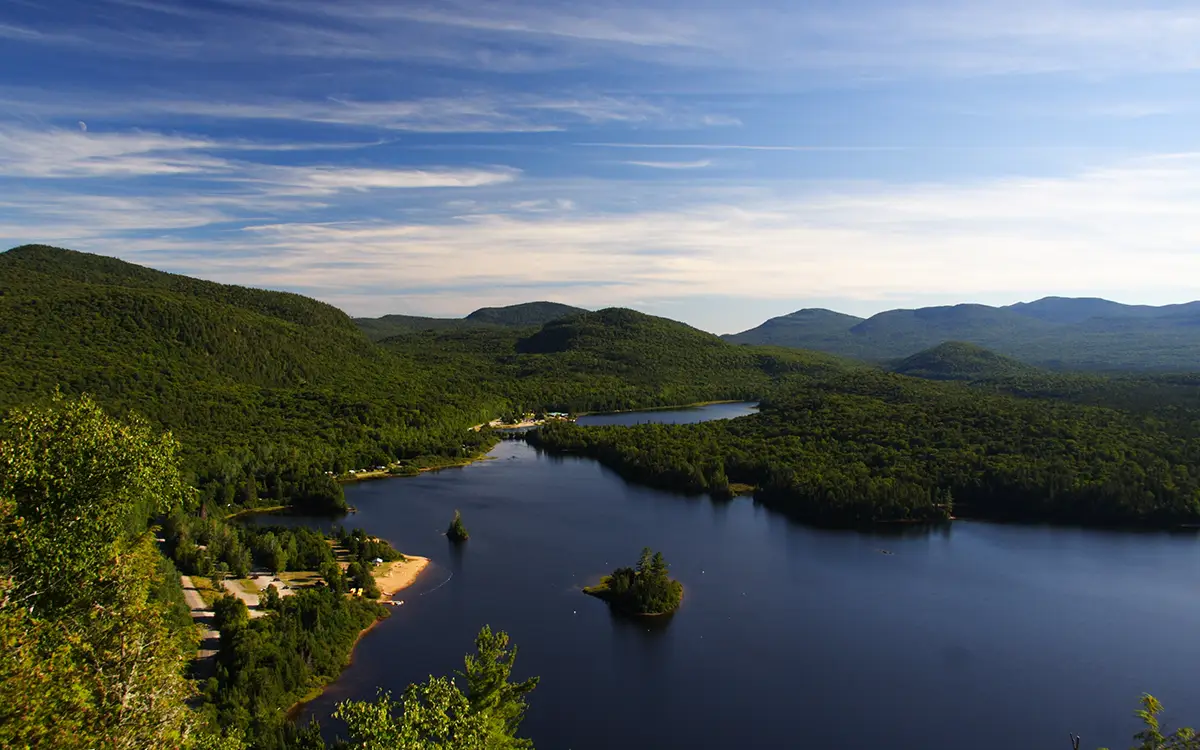 Aerial view of a lake in Quebec
